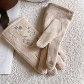 Floral Embroidered Warm Gloves